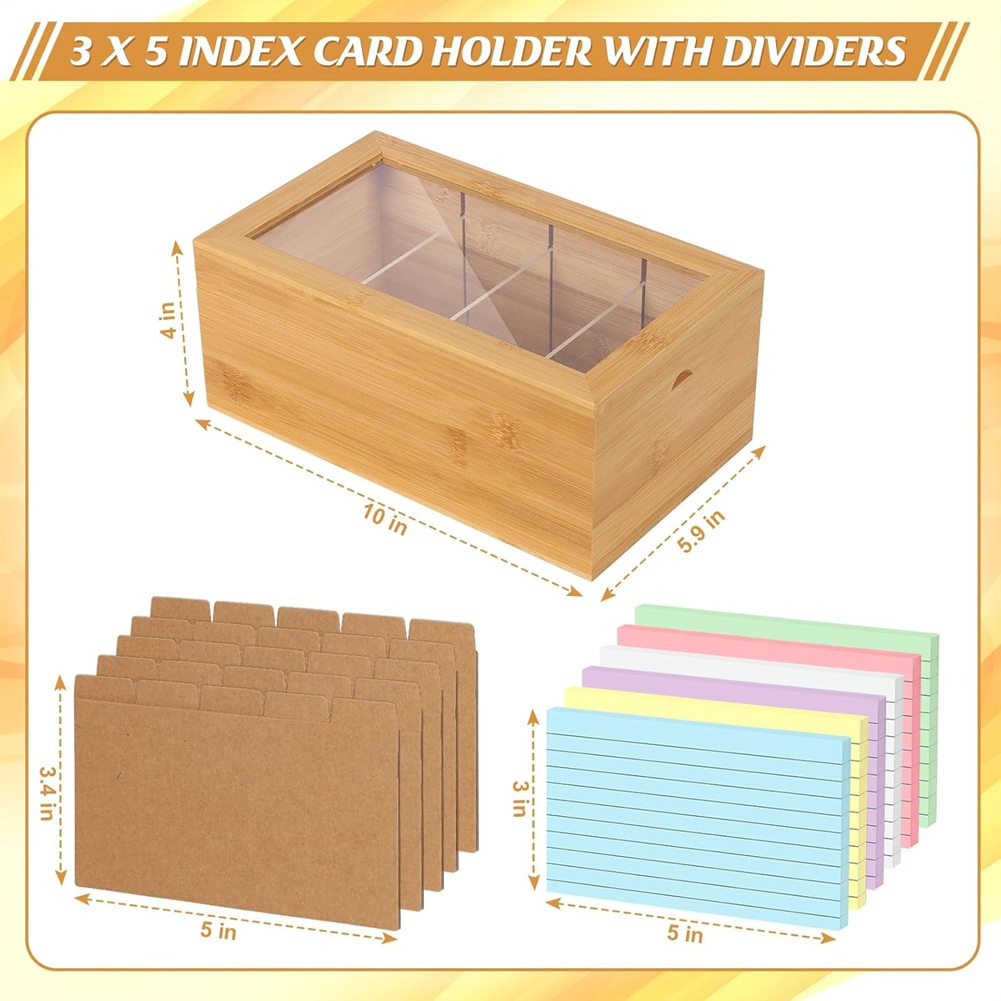 ABUA Bamboo Index Card Organiz - огляд і ціна Card Index Box