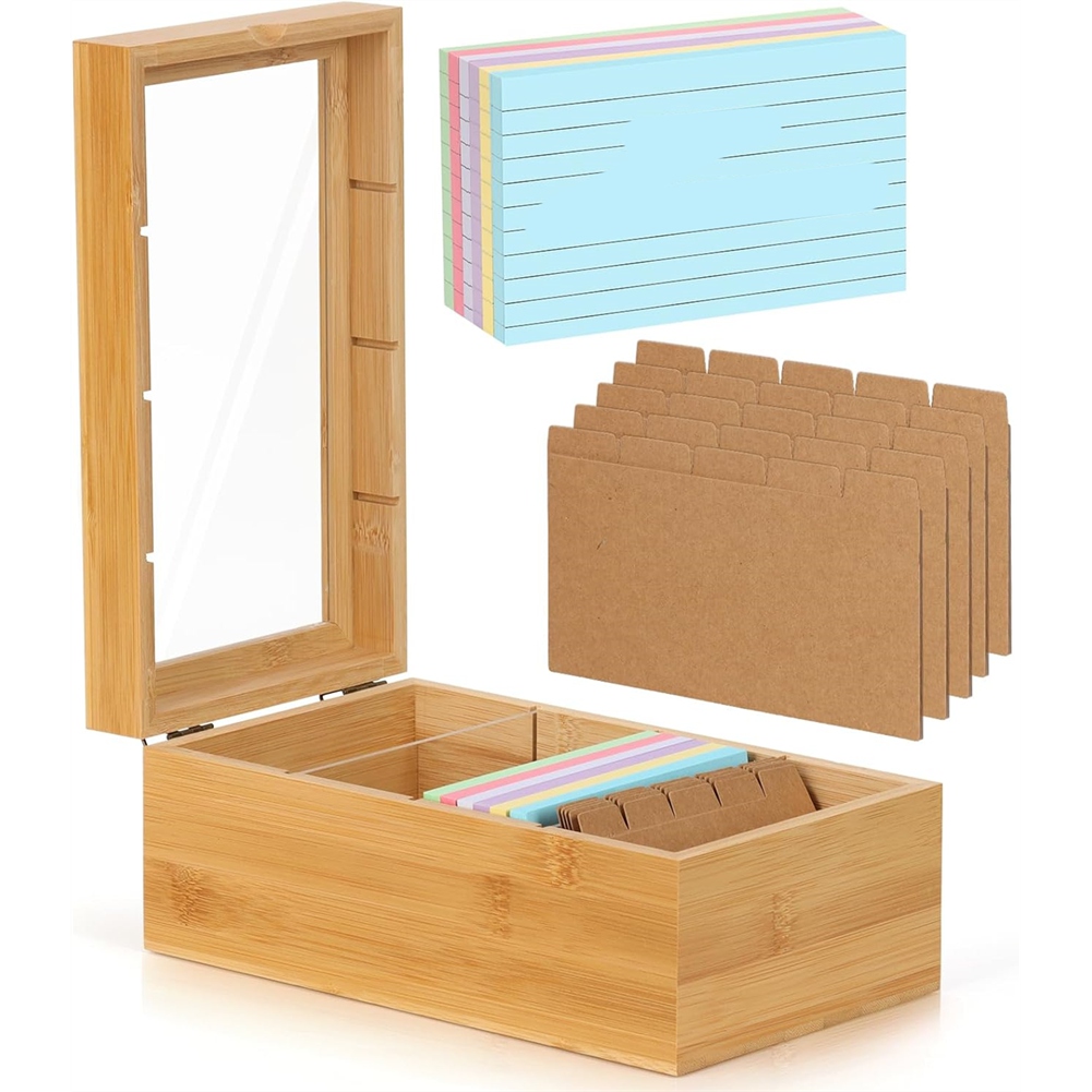 ABUA Bamboo Index Card Organiz - огляд і ціна Card Index Box