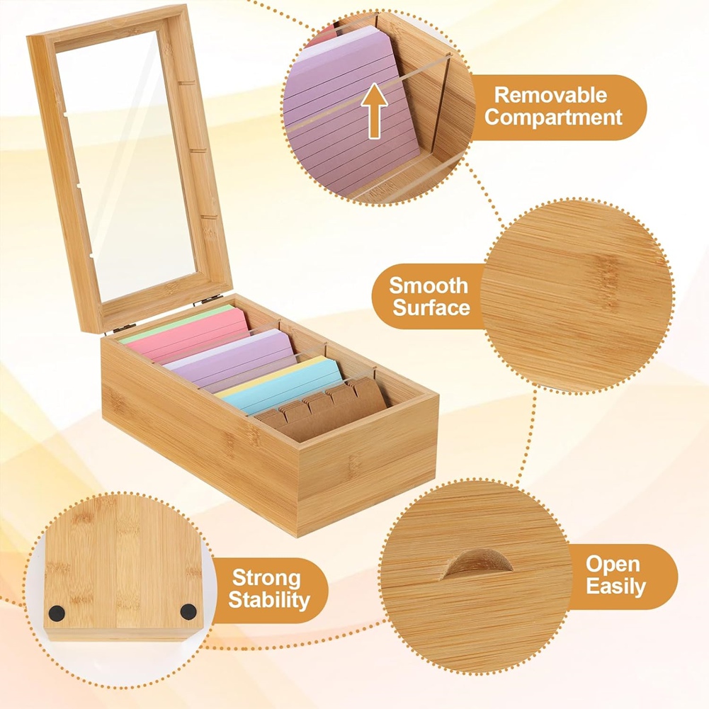 ABUA Bamboo Index Card Organiz - огляд і ціна Card Index Box