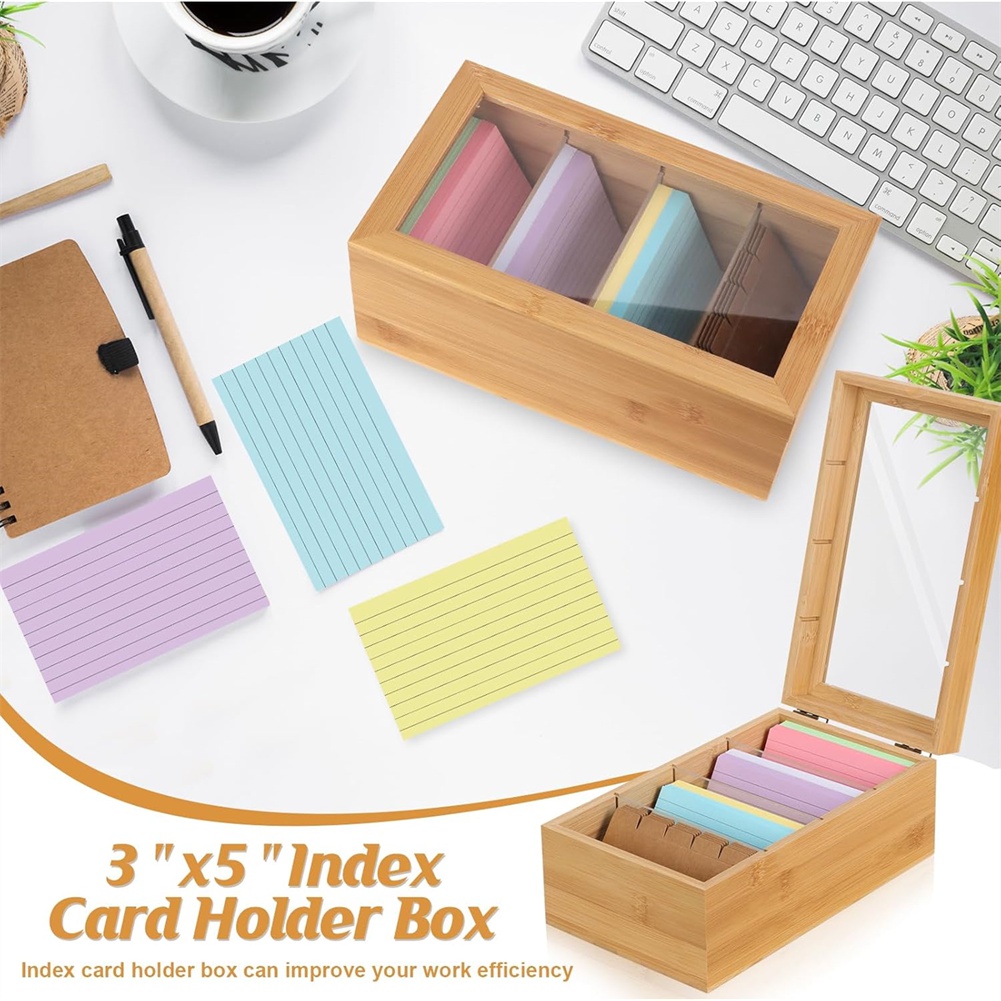 ABUA Bamboo Index Card Organiz - огляд і ціна Card Index Box
